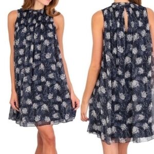 NWT Joie Navy blue flowy Aline dress Sz XXL ruched boddice